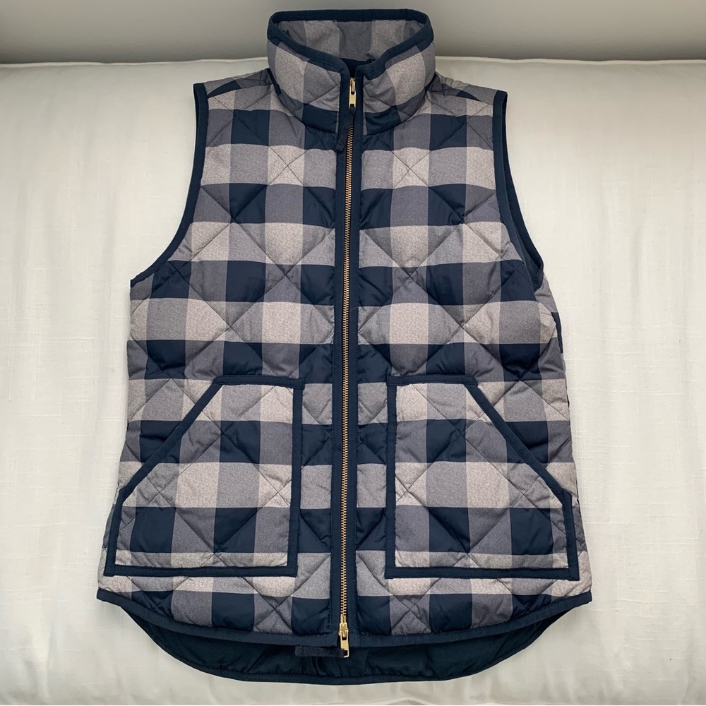 JCrew XS quilted plaid check down vest